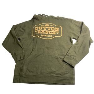 Yellowstone Dutton Ranch Sign Montana Pullover Hoodie Green Size M